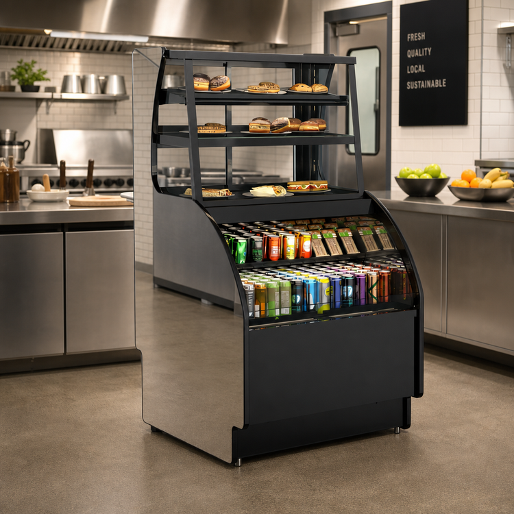 Product image #2 for Structural Concepts Oasis 36-Inch Service/Self-Service Ambient/Refrigerated Merchandiser with Self-Contained Refrigeration and Mirror End Panels