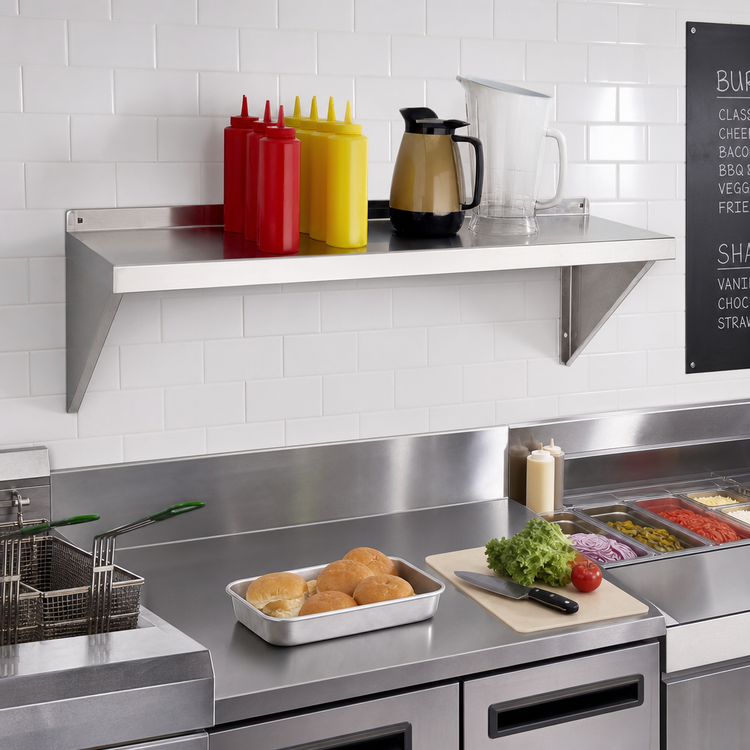 Product image #2 for New Age Solid Wall-Mounted Shelf, 24 x 12 Inches, 18 Gauge Aluminum