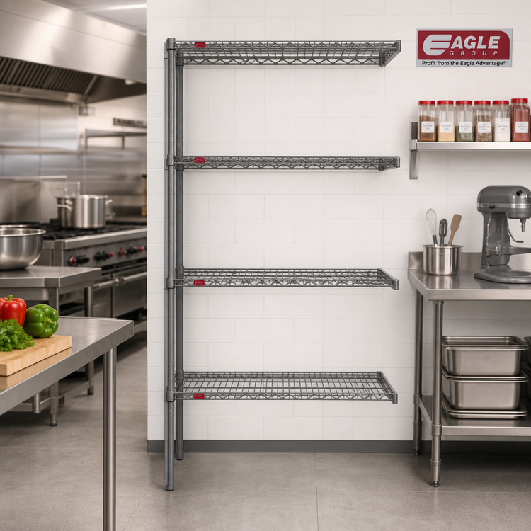 Product image #2 for Eagle Group Valu-Master 4-Tier Add-On Wire Shelving Unit, 24 x 24 x 63 Inches, Pewter Gray Epoxy Finish