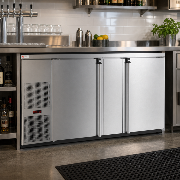Product image #2 for Pro-Line E-Series 69-1/2-Inch Wide Two-Section Self-Contained Refrigerated Back Bar Cabinet