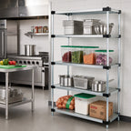 Thumbnail image #2 for Quantum WR86-1830SG 30"W x 18"D x 86"H Solid Shelving Starter Unit with 4 Galvanized Steel Shelves and Chrome Posts