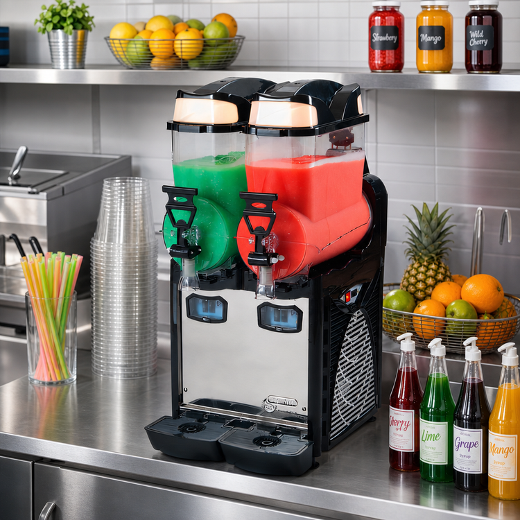 Product image #2 for Cofrimell OASIS2110 Countertop Slush Machine / Cold Drink Dispenser, 2 x 2.6 Gallon Tanks