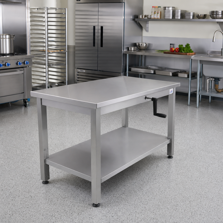 Product image #2 for John Boos ADA Adjustable-Height Stainless Steel Work Table with Fixed Undershelf, 60 x 30 Inches