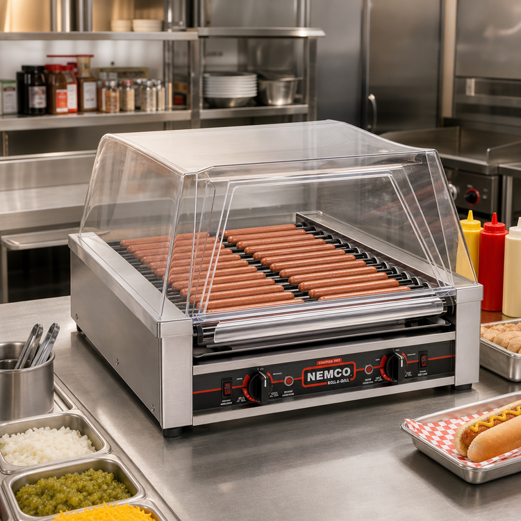 Product image #2 for Roll-A-Grill 45-Hot-Dog Roller Grill with 16 GripsIt Coated Rollers, 230V