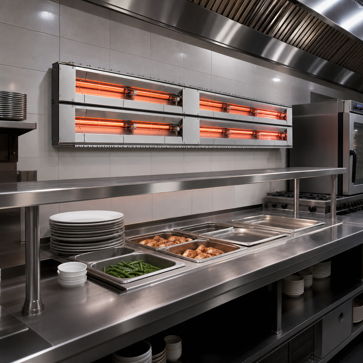 Product image #2 for Hatco Glo-Ray® 84-Inch Lighted Dual Infrared Strip Heater, Aluminum, 6-Inch Spacing
