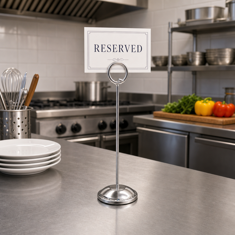 Product image #2 for American Metalcraft CH6 Deluxe Stainless Steel 6-Inch Tabletop Reservation Stand / Card Holder with Weighted Base