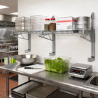 Thumbnail image #2 for Quantum WC14-CB1460GY Wall-Mounted Cantilever Wire Shelf Kit, Single Shelf, 60"W x 14"D, Gray Epoxy Finish