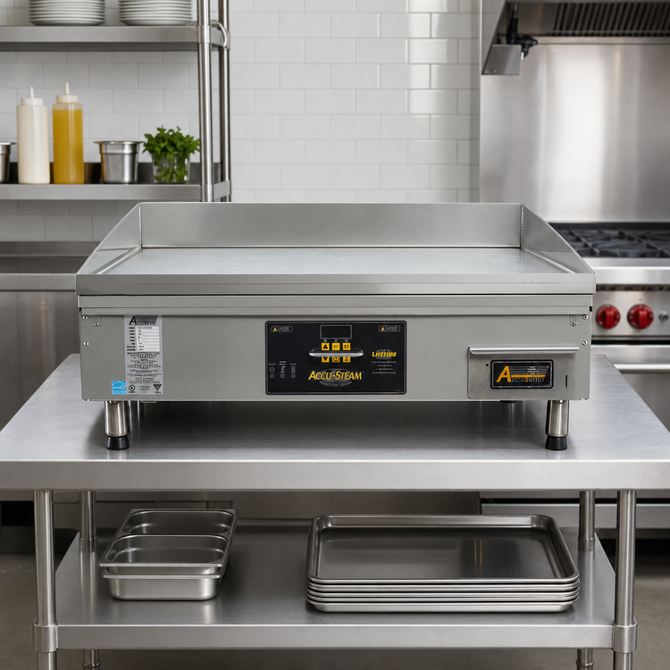 Product image #2 for AccuSteam 36-Inch Electric Steam-Heated Countertop Griddle, 24-Inch Deep Cooking Surface, 240V/3-Phase