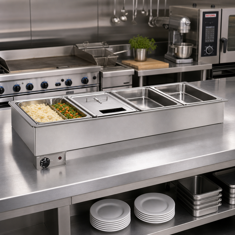 Product image #2 for Atlas Metal WH-2 Electric Drop-In Bain-Marie Hot Food Well, 2-Pan, Wet/Dry Operation