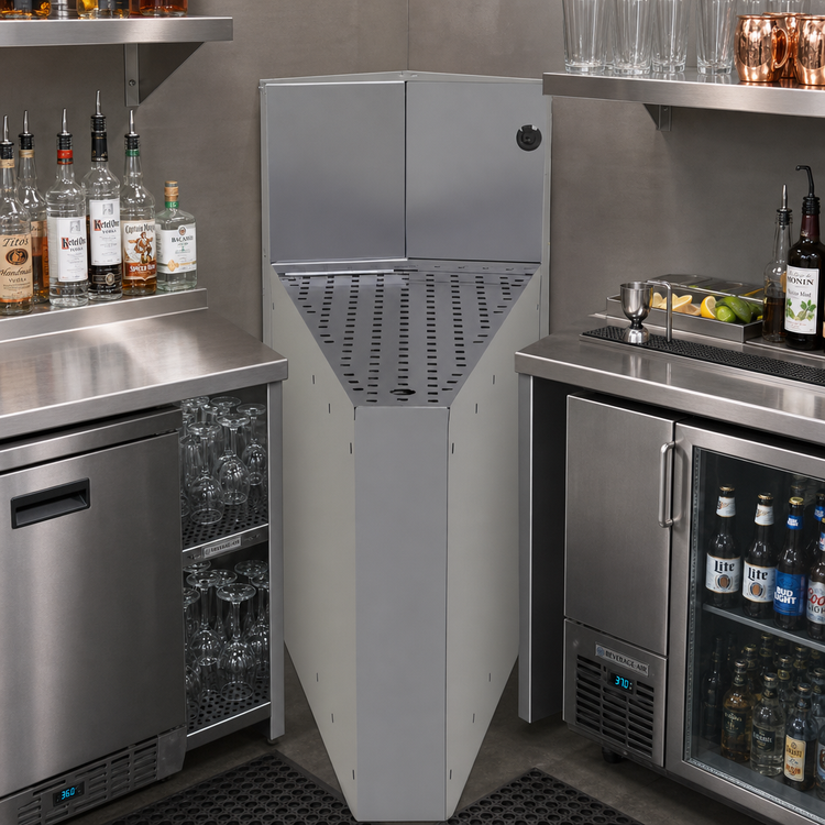 Product image #2 for Glastender CIWB-20 Underbar Inside Wedge Corner Drainboard with Backsplash, 20° Angle, 24-Inch Deep, Stainless Steel, No Legs
