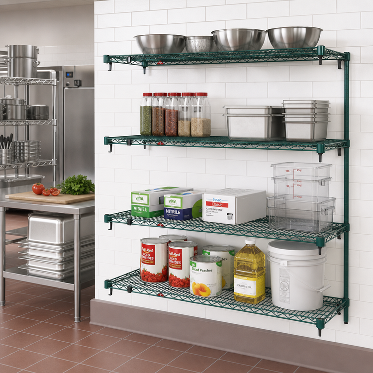 Product image #3 for Metro Super Adjustable Super Erecta 4-Shelf Add-On Wire Shelving Unit, 42"W x 18"D x 63"H, Green Metroseal 3 Epoxy Finish