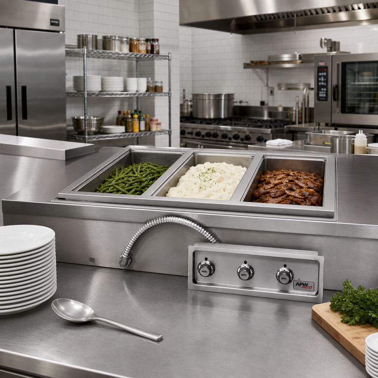 Product image #2 for APW Wyott HFW-3S Three-Well Drop-In Electric Hot Food Well, Wet/Dry, Insulated, No Drain