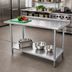 Thumbnail image #2 for Advance Tabco Stainless Steel Work Table with Adjustable Undershelf, 72 x 30 Inches, 1-1/2 Inch Rear Splash