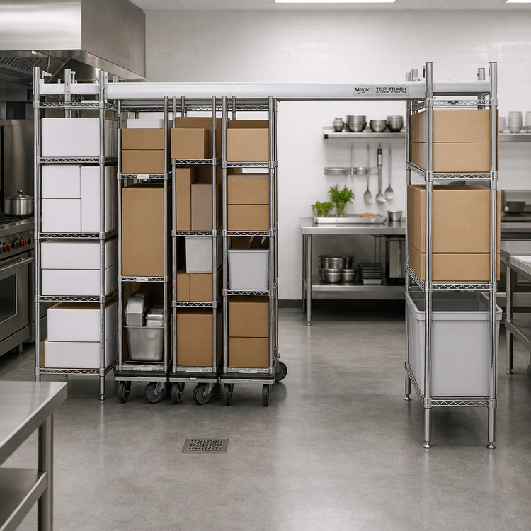 Product image #2 for Metro TOP-TRACK Super Erecta Stationary Intermediate Unit Kit, 21-Inch Wide, with 86-Inch Chrome Plated Posts