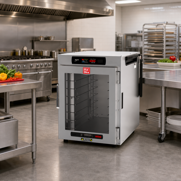 Product image #2 for Metro HotBlox Wide 8-Pan Pass-Thru Insulated Holding Cabinet with Digital Touchscreen Controls, Clear Front Door and Solid Rear Door