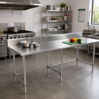 Thumbnail image #2 for Sapphire Manufacturing SMTOB-3084G 84-Inch x 30-Inch Reinforced Stainless Steel Work Table with 5-Inch Backsplash and Galvanized Open Base
