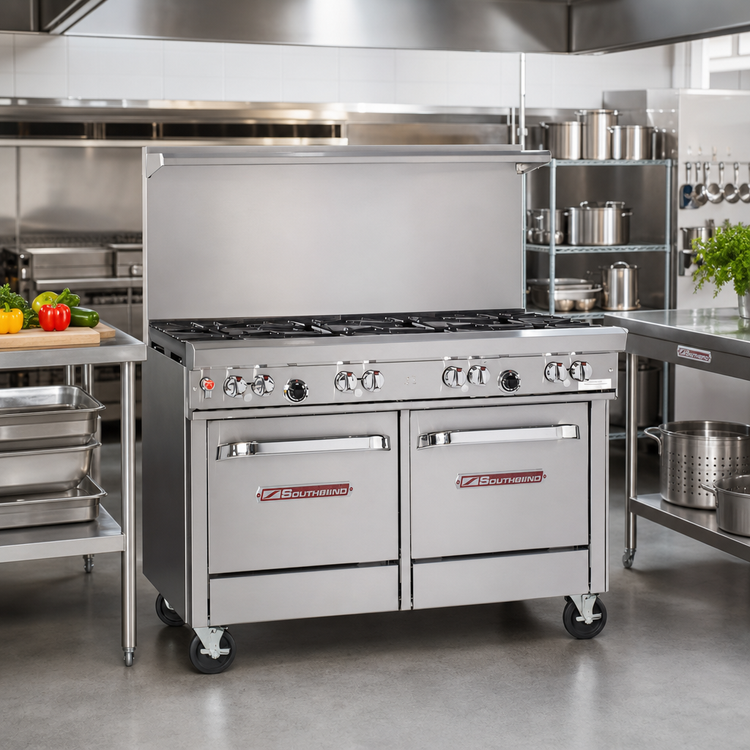 Product image #2 for Southbend Ultimate 48-Inch Gas Restaurant Range with 6 Burners and 2 Space Saver Ovens