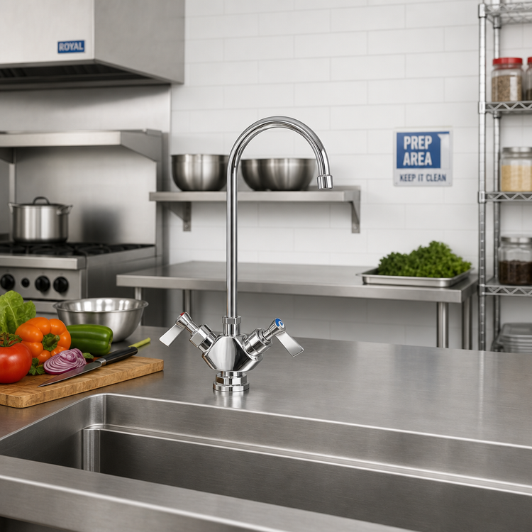 Product image #2 for Fisher 18720 Deck-Mount Dual Control Manual Faucet with 6-Inch Swivel Gooseneck Spout