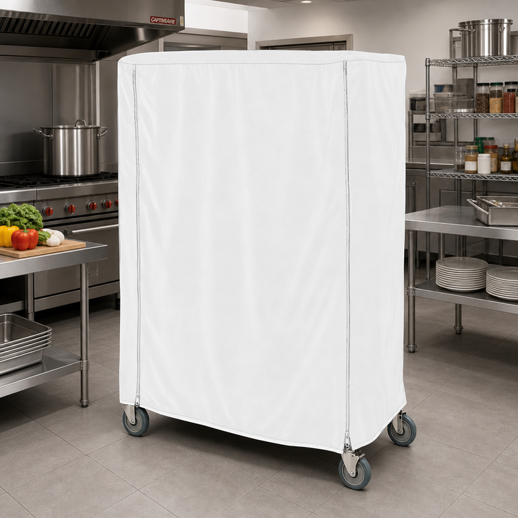 Product image #2 for Metro Waterproof Cart Cover for Queen Mary and Banquet Carts, 36 x 24 x 74 Inches, White