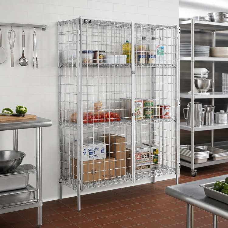 Product image #2 for Metro Super Erecta Stationary Chrome Plated Wire Security Cage, 50-1/2"W x 21-1/2"D x 66-13/16"H