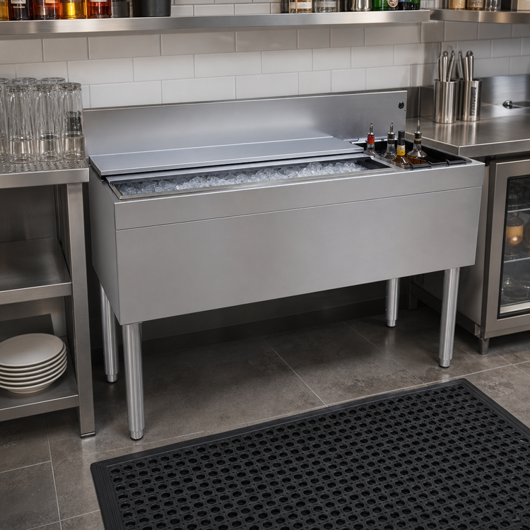 Product image #2 for Glastender CBA-48R 48-Inch Stainless Steel Underbar Ice Bin/Cocktail Unit with Right Bottle Well
