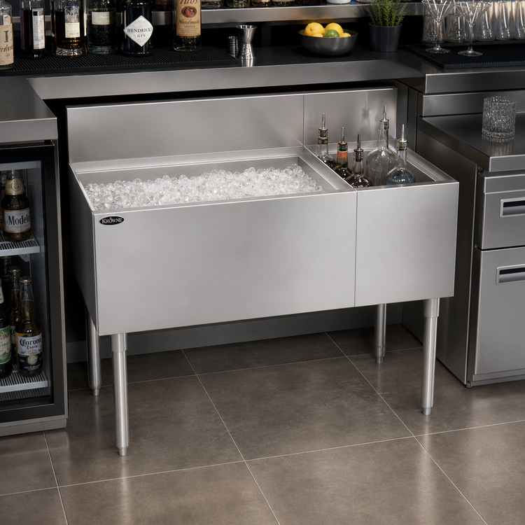 Product image #2 for Krowne Royal Series 42-Inch Left-Hand Underbar Combination Ice Bin with Bottle Well and 10-Circuit Cold Plate