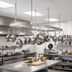 Thumbnail image #2 for Sapphire Manufacturing 84-Inch Ceiling-Mounted Triple-Bar Stainless Steel Pot Rack with 18 Double Hooks