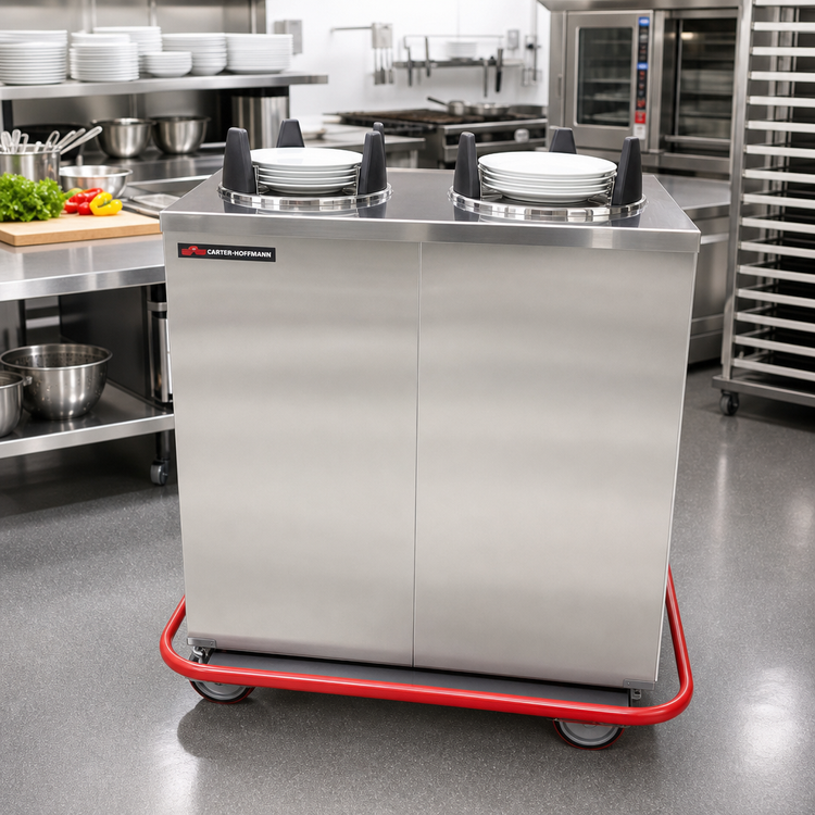 Product image #2 for Carter-Hoffmann 2-Silo Enclosed Heated Plate Dispenser Cart for 10-Inch Round Plates