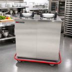 Thumbnail image #2 for Carter-Hoffmann (Middleby) EPDHT2S10 2-Silo Enclosed Heated Plate Dispenser Cart for 10-Inch Round Plates, Stainless Steel, 120V