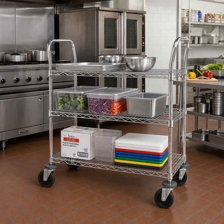 Product image #2 for Metro Super Erecta Heavy Duty 3-Shelf Wire Utility Bus Cart