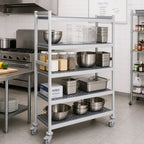 Thumbnail image #2 for Fermod Fermostock 4R64C71M 4-Tier Mobile Shelving Unit with Removable Polymer Inserts, 64"W x 22"D x 71"H, Gray