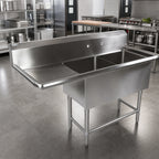 Thumbnail image #2 for John Boos Pro-Bowl 2PB3024-1D36L 2-Compartment Stainless Steel Sink with 36-Inch Left Drainboard and 10-Inch Boxed Backsplash