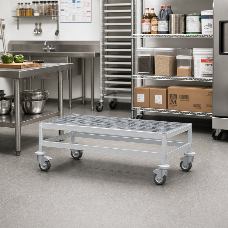 Product image #2 for Fermostock Mobile Louvered Aluminum Dunnage Rack, 47 x 22 x 17 Inches, 800 lb Capacity