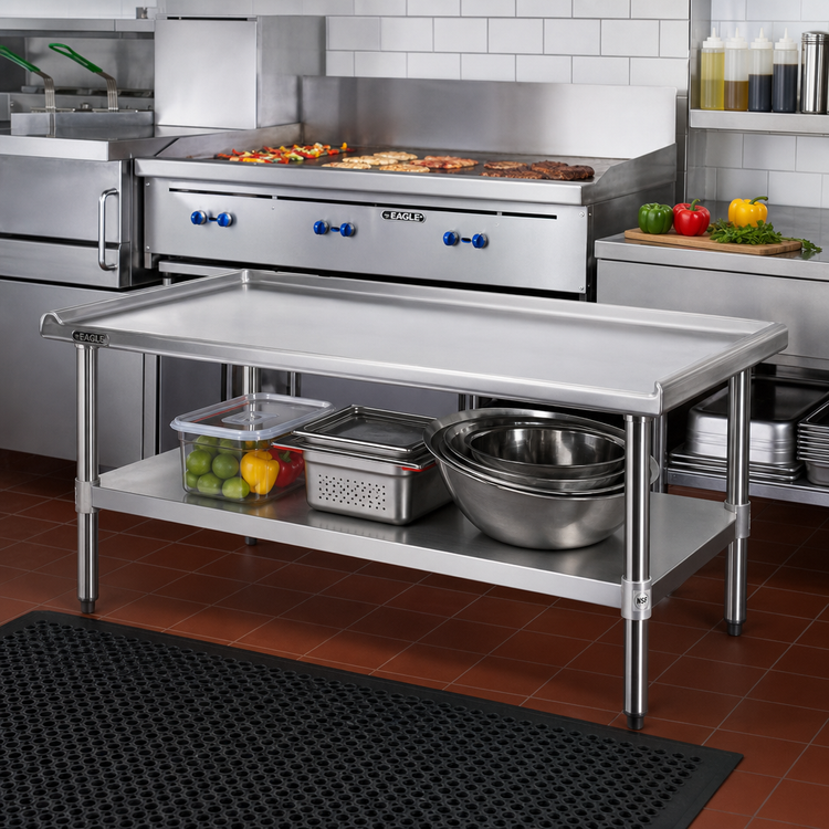 Product image #2 for Eagle Group Stainless Steel Griddle/Equipment Stand with Adjustable Undershelf, 48-3/8"W x 30-3/8"D