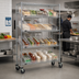 Thumbnail image #2 for Quantum Slanted Shelf Cart with Clear Bins and Casters, Chrome Plated Finish, 36 x 18 x 80 Inches
