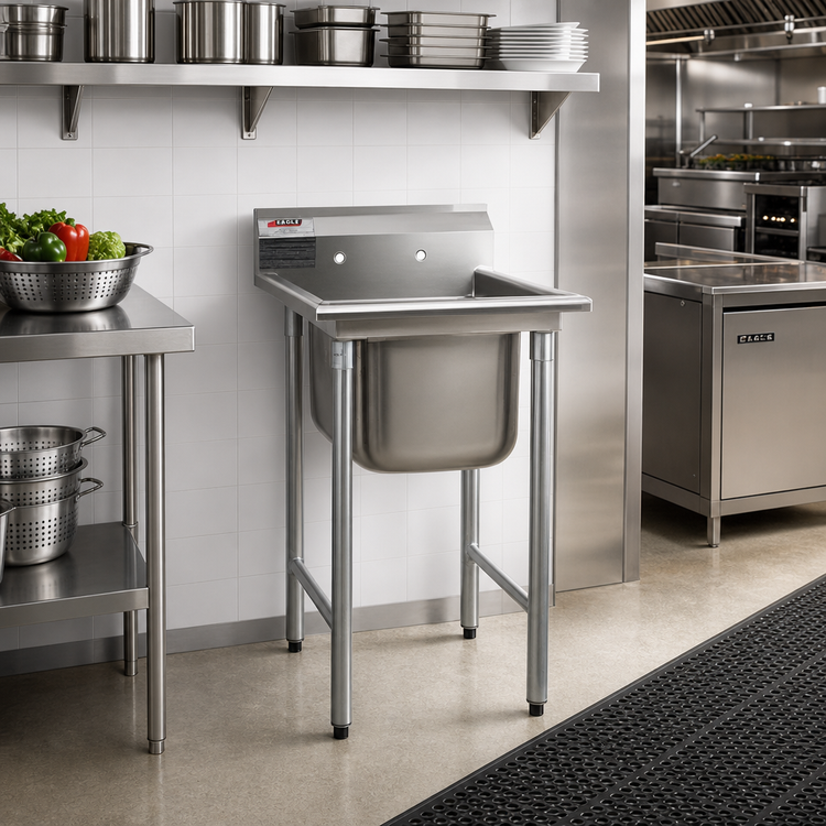 Product image #2 for Eagle Group 314 Series One-Compartment 304 Stainless Steel Sink with Left Drainboard