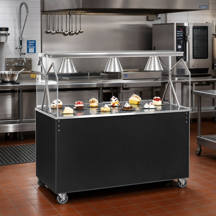 Product image #2 for Vollrath 2-Series Affordable Portable 46-Inch Mobile Cafeteria Utility Station with Breath Guard and Sliding Door Storage