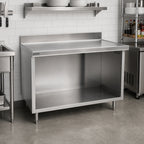 Thumbnail image #2 for Eagle Group Spec-Master OB2472SEM-BS Stainless Steel Underbar Work Table, 14-Gauge 304 Top, Open Front, 72 x 24 in, 4-1/2 in Backsplash