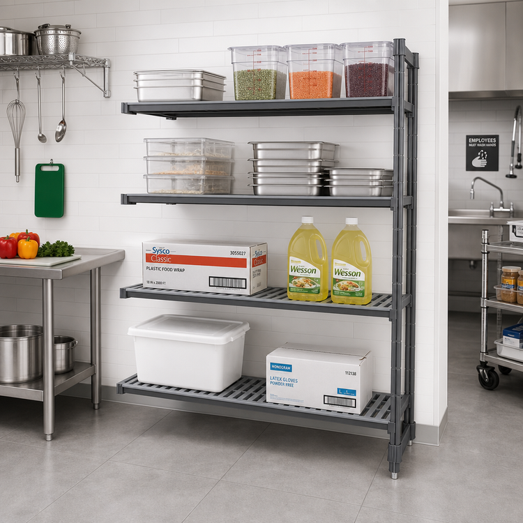 Product image #2 for Camshelving Basics Plus 4-Tier Add-On Polymer Shelving Unit, 18 x 42 x 84 Inches, Brushed Graphite