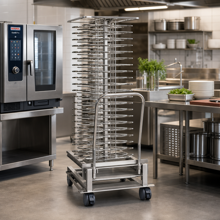 Product image #2 for RATIONAL Mobile Plate Rack Cart with Casters, 100 Plate Capacity for SCC 202/CMP 202 Series