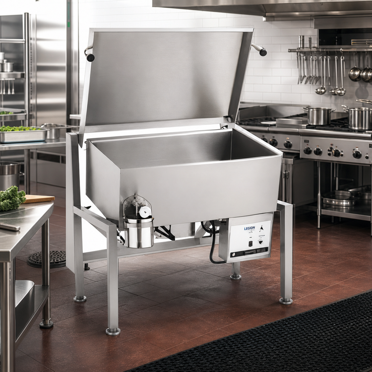Product image #2 for Legion Combi-Pan Insulated Gas Tilting Skillet, 42.6-Gallon, 100,000 BTU, Open Frame Base