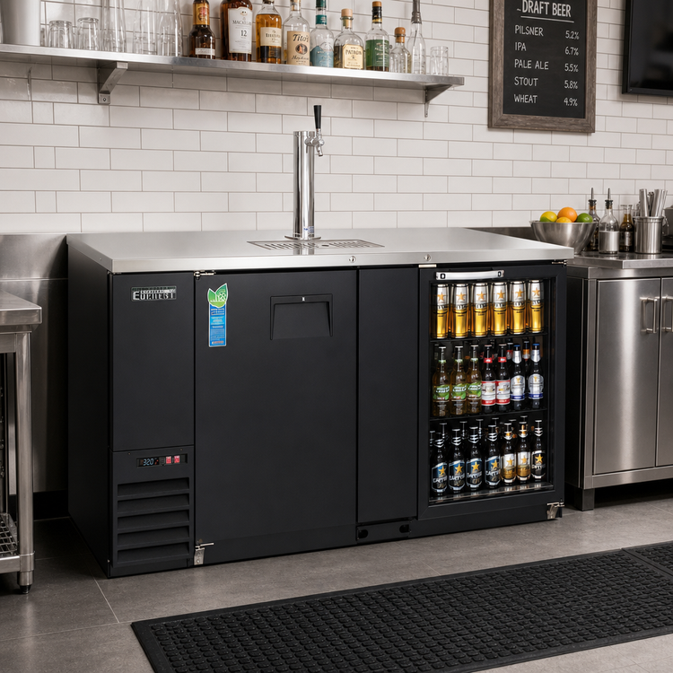Product image #2 for Everest Refrigeration 68-Inch Two-Section Back Bar & Direct Draw Keg Refrigerator Combo with 1 Draft Tower