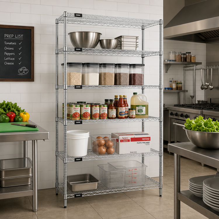 Product image #2 for Quantum 30-Inch Wide x 14-Inch Deep x 86-Inch High Stainless Steel Wire Shelving Starter Kit