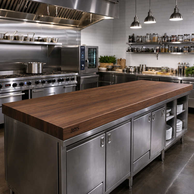 Product image #2 for John Boos Boos Block American Black Walnut Edge Grain Kitchen Countertop, 144" x 27" x 2-1/4"