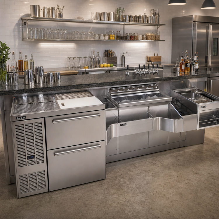 Product image #2 for Perlick Tobin Ellis Signature Series 68-Inch Pre-Configured Bartender Station with Soda Manifold and Wall-Mount Faucet