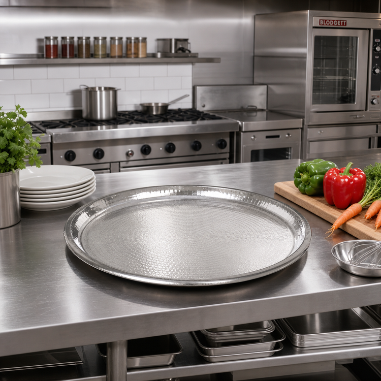 Product image #2 for American Metalcraft 22-Inch Round Hammered Stainless Steel Serving Tray