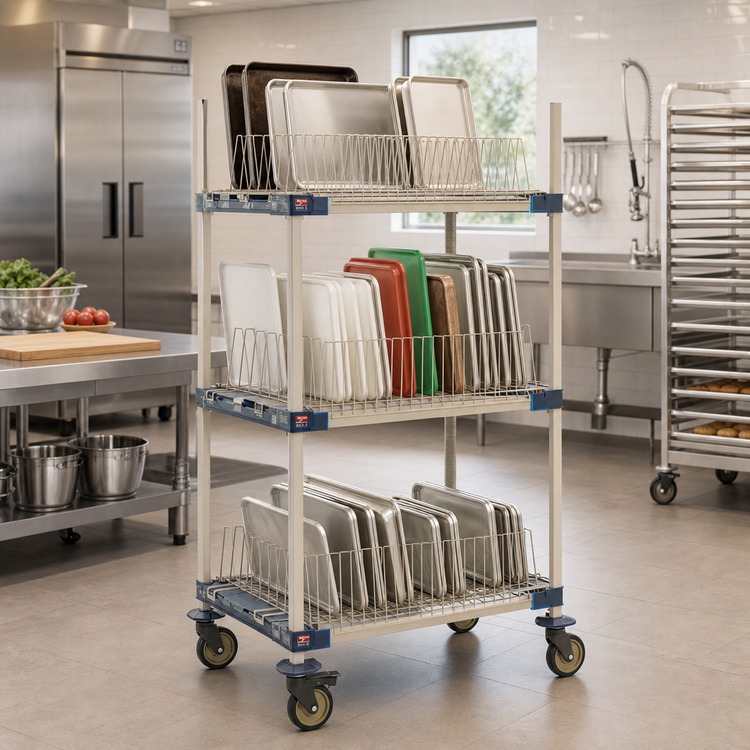 Product image #3 for MetroMax 4 Mobile 3-Tier Drying Rack Unit for Trays, Cutting Boards and Sheet Pans, 36 x 24 x 68 Inches