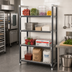 Thumbnail image #2 for Cambro Camshelving Elements XTRA 4-Tier Stationary Starter Polymer Shelving Unit, 24 x 42 x 72 Inches, Vented, Speckled Gray