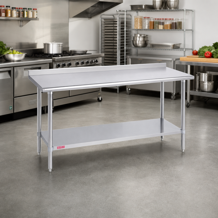 Product image #2 for Duke 30 Inch x 24 Inch Stainless Steel Work Table with 1-1/8 Inch Straight Riser and Galvanized Undershelf