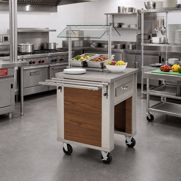 Product image #2 for Dinex DineXpress Mobile Corner Serving Counter, 28 x 28 x 36 Inches, Stainless Steel